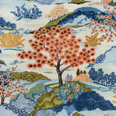 Elena Floral—Multi-Purpose Drapery—Cream-Blue—100% Cotton—Width 54" Inches Wide—Shipped Nationwide